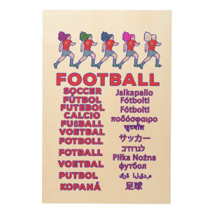 Global Women Soccer Multilingual Names Sports Fan Wood Wall Art