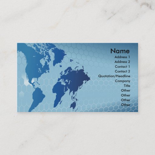 Customizable global word map and hexagon business card design