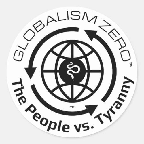 Globalism Zeroâ Black Circle Logo Stickers