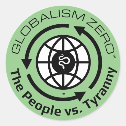 Globalism Zeroâ Black Circle with White Globe Logo Classic Round Sticker