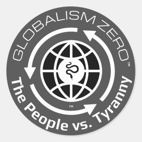 Globalism Zeroâ White Circle with Black Globe Logo Classic Round Sticker