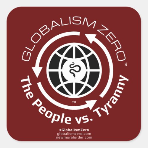 Globalism Zeroâ White Circle with Black Globe Logo Square Sticker