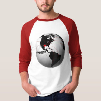 globalplug Red Baseball Tee TX globe design