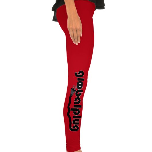 globalplug Yoga Pants Red Black Logo Legging Tights (Right Leg)