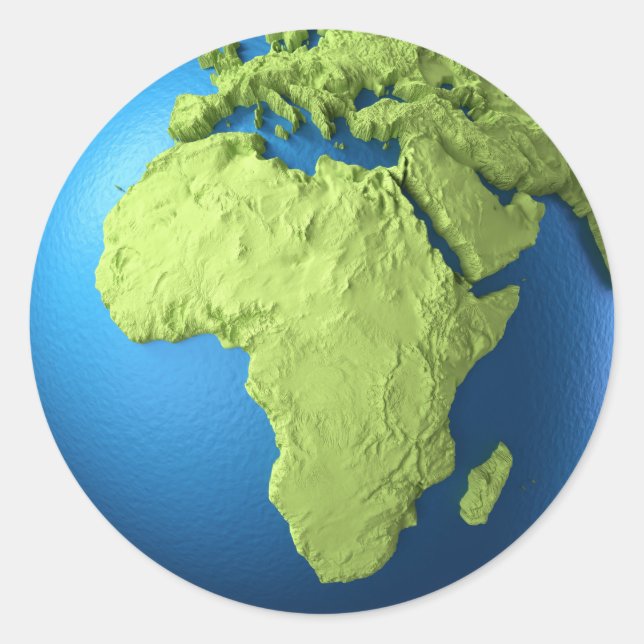 Globe 3d Isolated On White. Continent Africa Classic Round Sticker (Front)