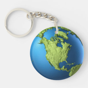 Globe 3d isolated on white.Continent North America Keychain