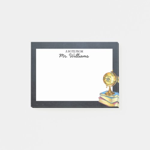 Globe and Chalkboard Personalized Teacher Post_it Notes