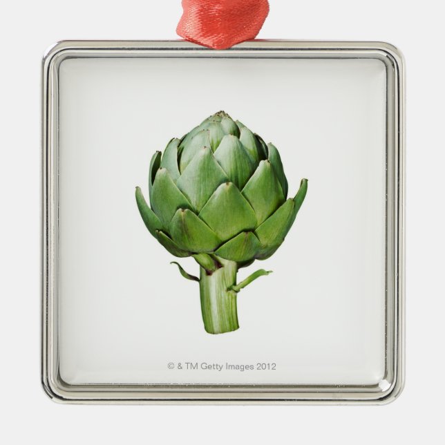 Globe Artichoke on White Background Cut Out Metal Ornament (Front)