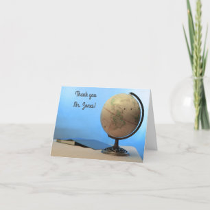Globe & book Teacher's Appreciation Day Letterpress Thank You Card