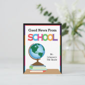 Globe & Books | Good News From School Postcard | Zazzle