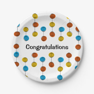 Globe Chain Congratulations round Paper Plates