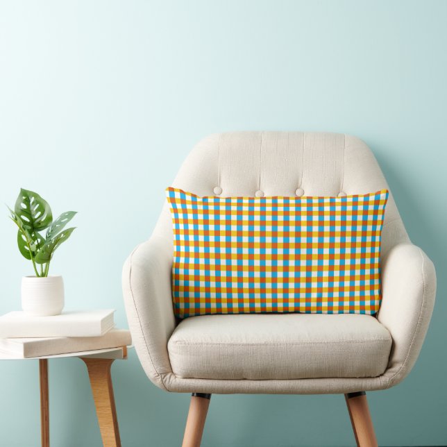 Globe Check yellow back throw pillow lumbar (Chair)