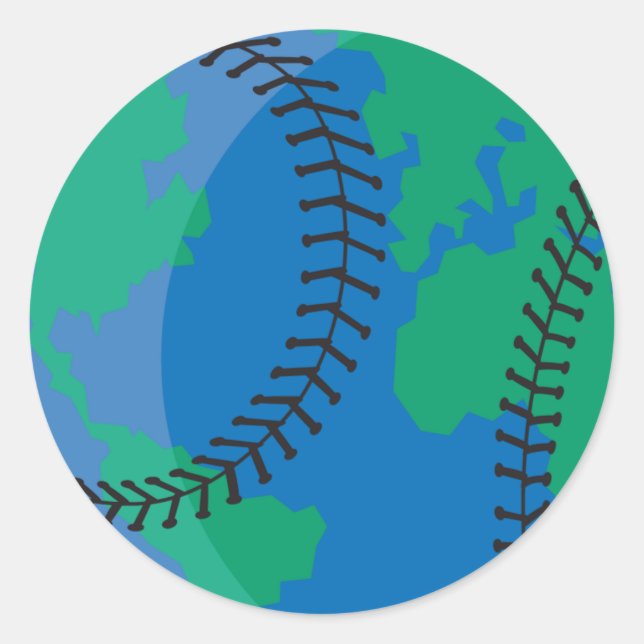 globe earth worldwide baseball classic round sticker (Front)