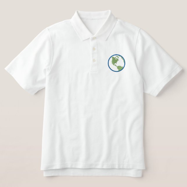 Globe Embroidered Polo Shirt (Design Front)