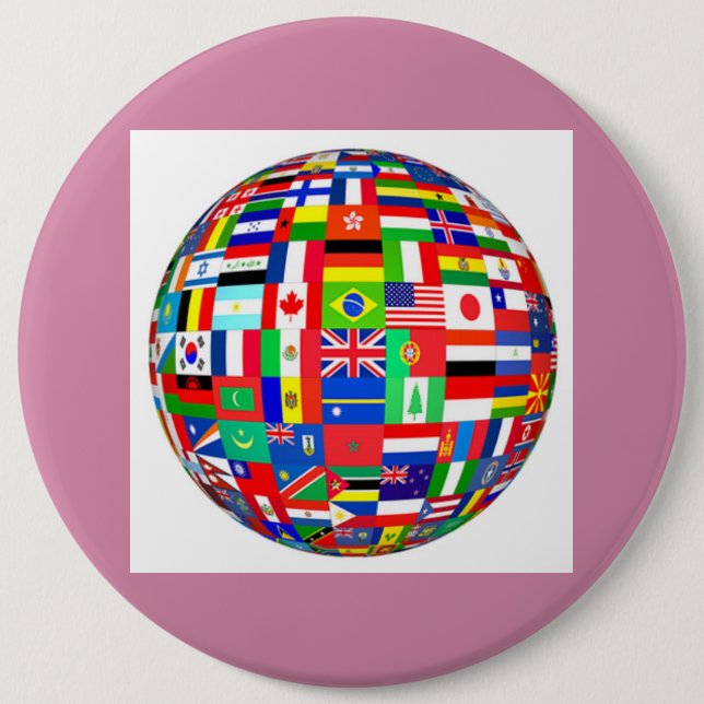 globe flags pinback button (Front)