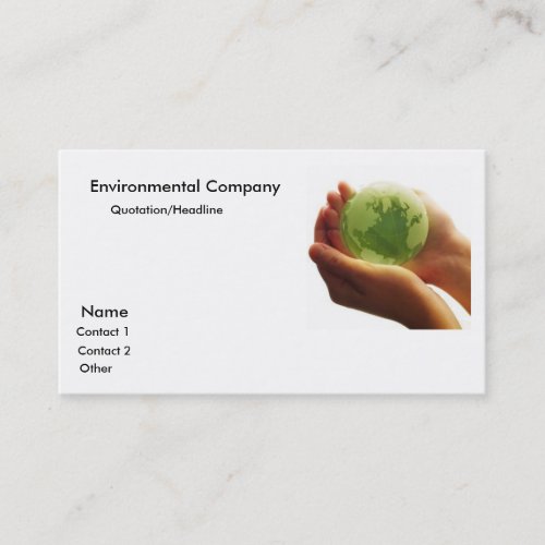 globe-green-hand_world, Environmental Company, ... Business Card Template