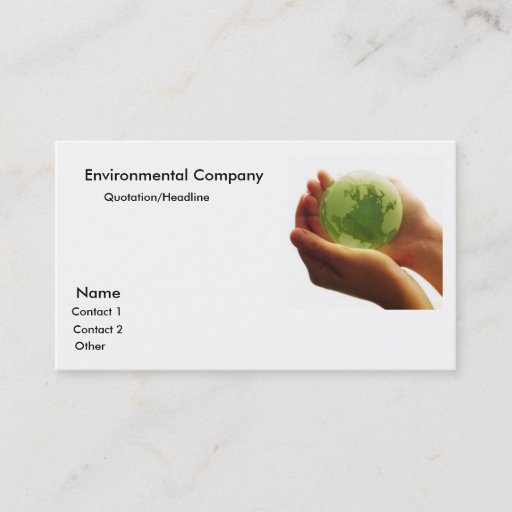 Customizable globe-green-hand_world, Environmental Company, ... Business Card Template