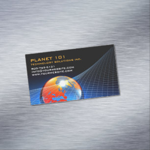 Globe Grid Business Card Magnet