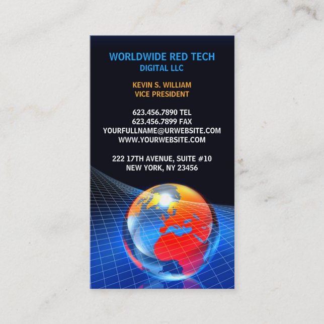 Globe Grid Business Card Template (Front)