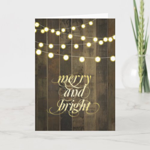 Globe Hanging String Lights Merry and Bright Holiday Card