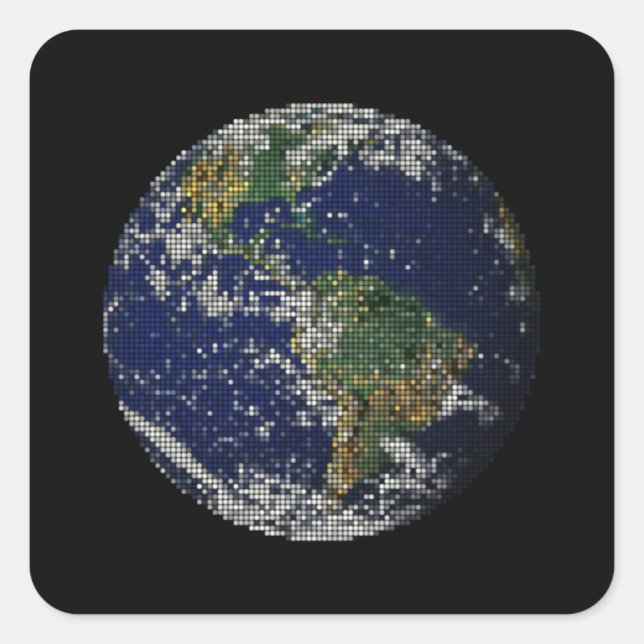 globe in dots square sticker (Front)