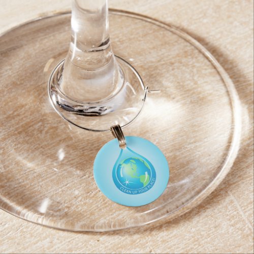 Globe in Waterdrop Wine Glass Charm