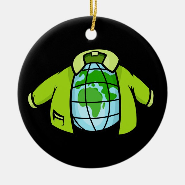 Globe Jacket Ceramic Ornament (Front)