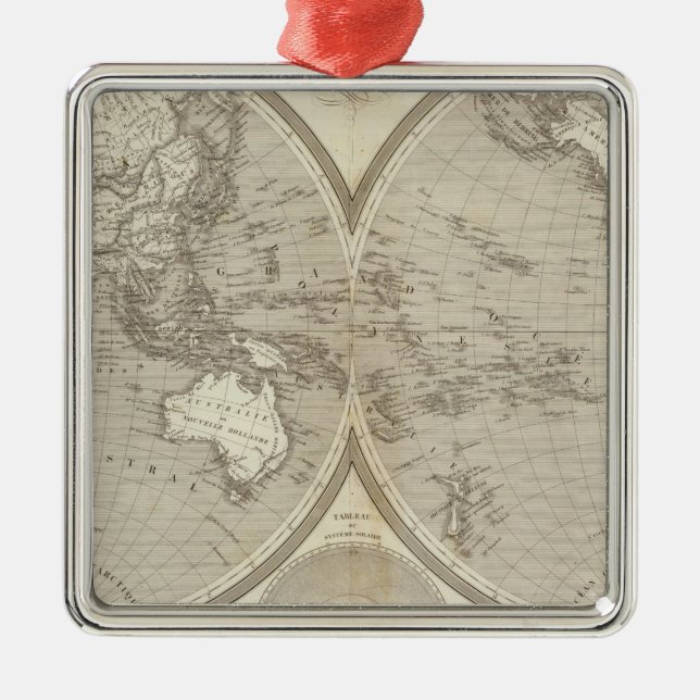 Globe map metal ornament (Front)