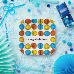 Globe Multi Congratulations paper plate square