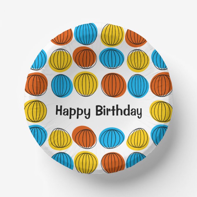 Globe Multi Happy Birthday  Paper Bowls (Front)