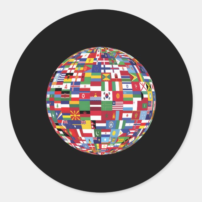 Globe Of Flags World Map Atlas Classic Round Sticker (Front)