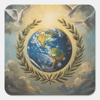 Globe of Peace & Unity Traditional Art Paintings Square Sticker
