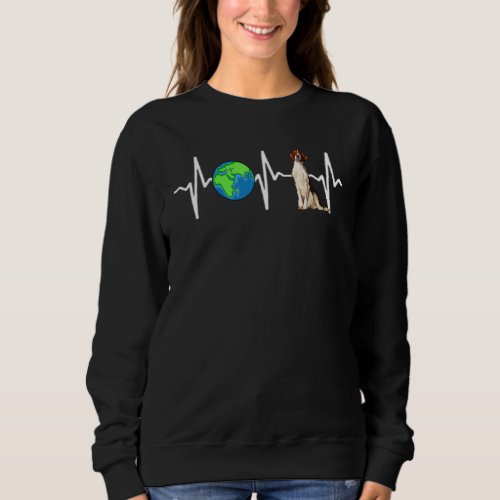 Globe Planet Earth Irish Red White Setter Heartbea Sweatshirt