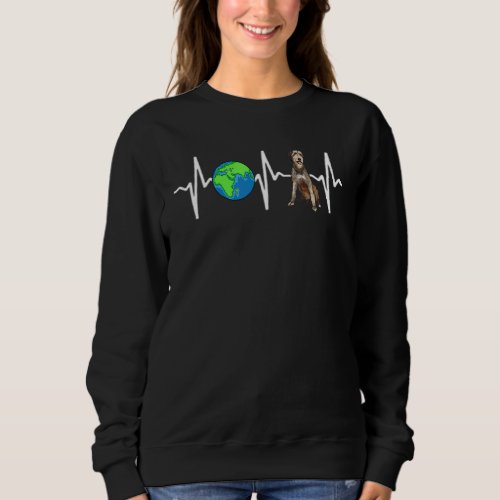Globe Planet Earth Irish Wolfhound Heartbeat Dog Sweatshirt