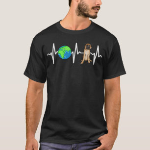 Globe Planet Earth Mastiff Heartbeat Dog Lover T-Shirt