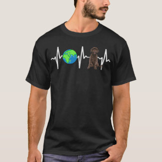 Globe Planet Earth Portuguese Water Dog Heartbeat T-Shirt