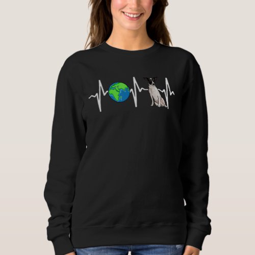 Globe Planet Earth Rat Terrier Heartbeat Dog Sweatshirt