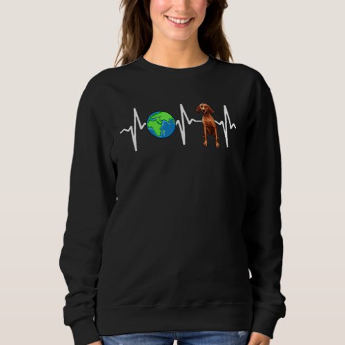 Globe Planet Earth Redbone Coonhound Heartbeat Dog Sweatshirt