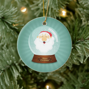 Globe Santa Claus Face Ceramic Ornament