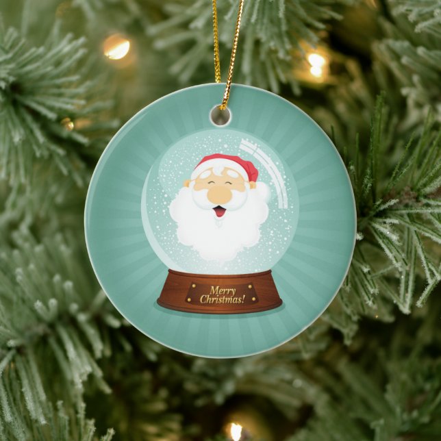 Globe Santa Claus Face Ceramic Ornament (Tree)