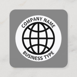 Globe Symbol -  50pc Gray #7F7F7F Square Business Card