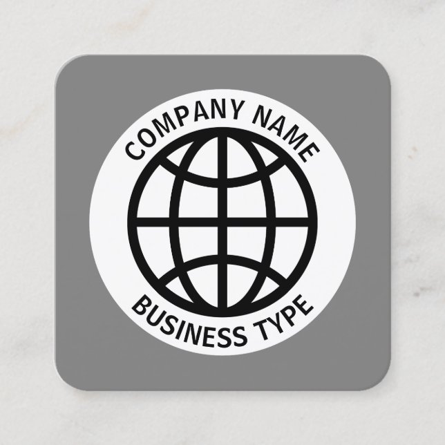 Globe Symbol -  50pc Gray #7F7F7F Square Business Card (Front)