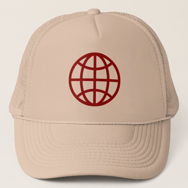 Globe Symbol - Ruby Red Trucker Hat (Front)