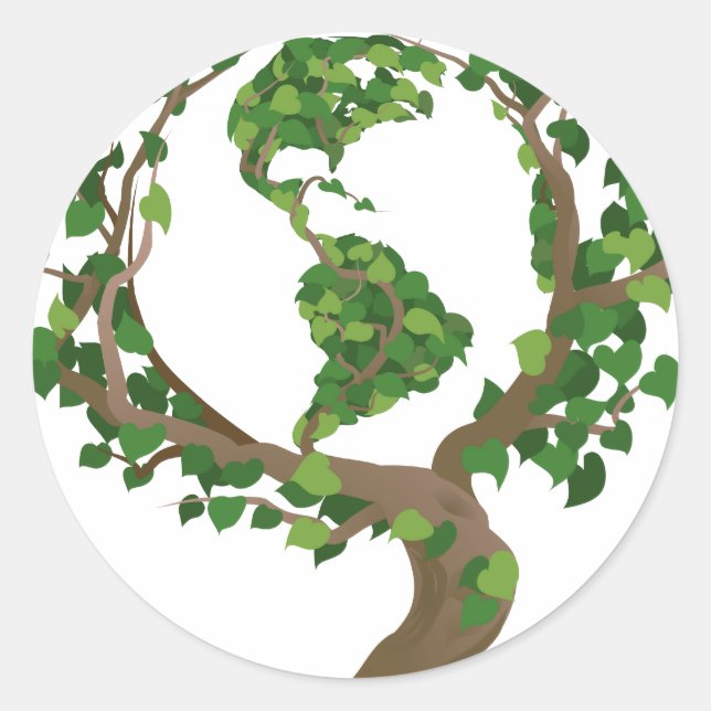 globe tree classic round sticker (Front)