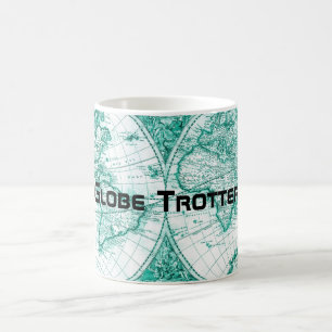 Globe Trotter World Map Vintage Green Coffee Mug