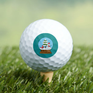 Globe w Cardinal Snowman & Pine Tree   Personalize Golf Balls