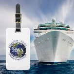 Globe world map earth cruise names year luggage tag<br><div class="desc">The globe,  earth as decoration.
Personalize and add your names and year,  vacation/travel destination
Back: blue sky as background. Add your contact information</div>