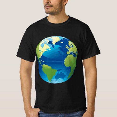 Globe World Map Planet Earth Blue Green T_Shirt