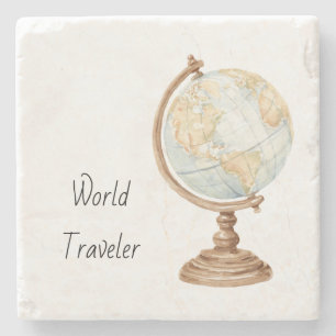 Globe World Traveler Stone Coaster