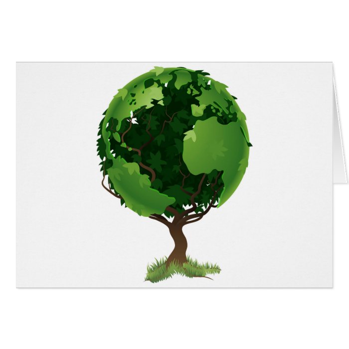 Globe world tree concept cards